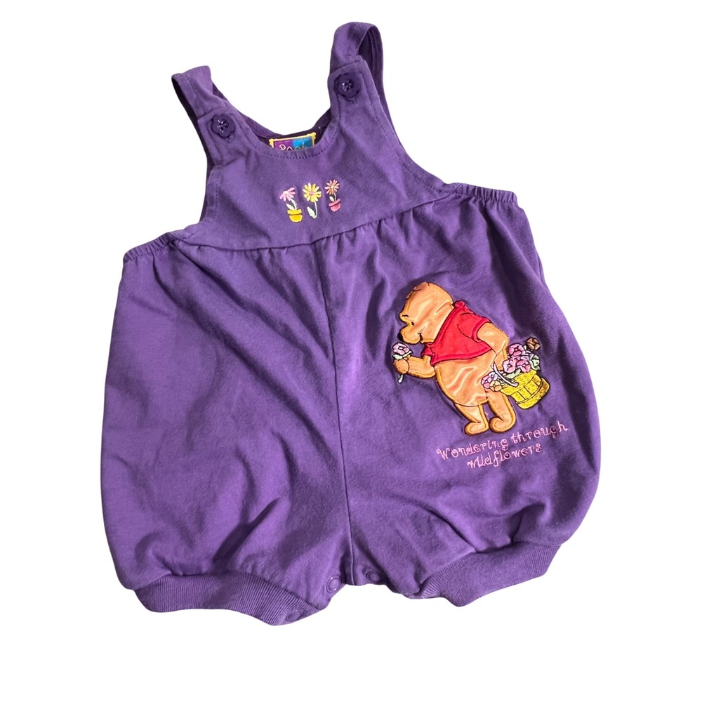 Vintage Pooh 100 Acre Collection Purple Winnie the Pooh Bubble Romper 3-6 Months